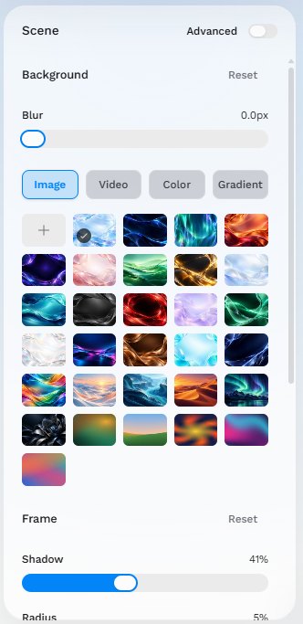 Scene and background settings